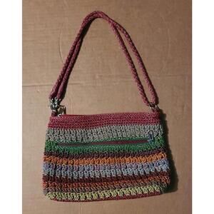 The Sak Rainbow Crochet Knit Shoulder or Crossbody Bag Festival Boho Small Purse